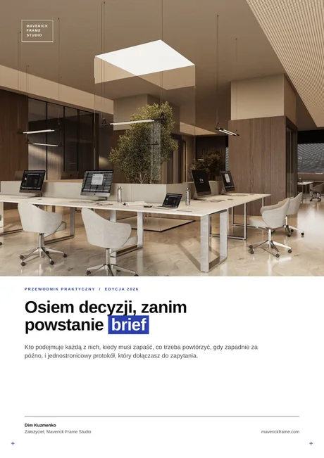 Okładka poradnika: Osiem decyzji, zanim powstanie brief