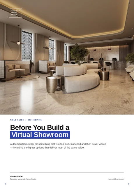 Cover of the guide: Before You Build a Virtual Showroom