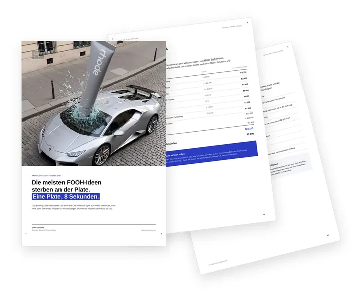 Cover des Leitfadens zum Briefing eines FOOH-CGI-Spots