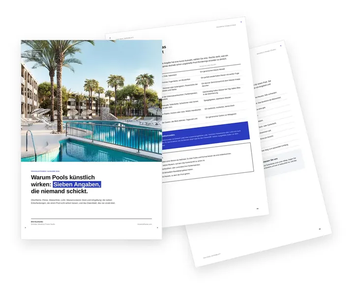 Cover des Leitfadens zu den sieben Angaben, die eine Pool-Visualisierung echt wirken lassen