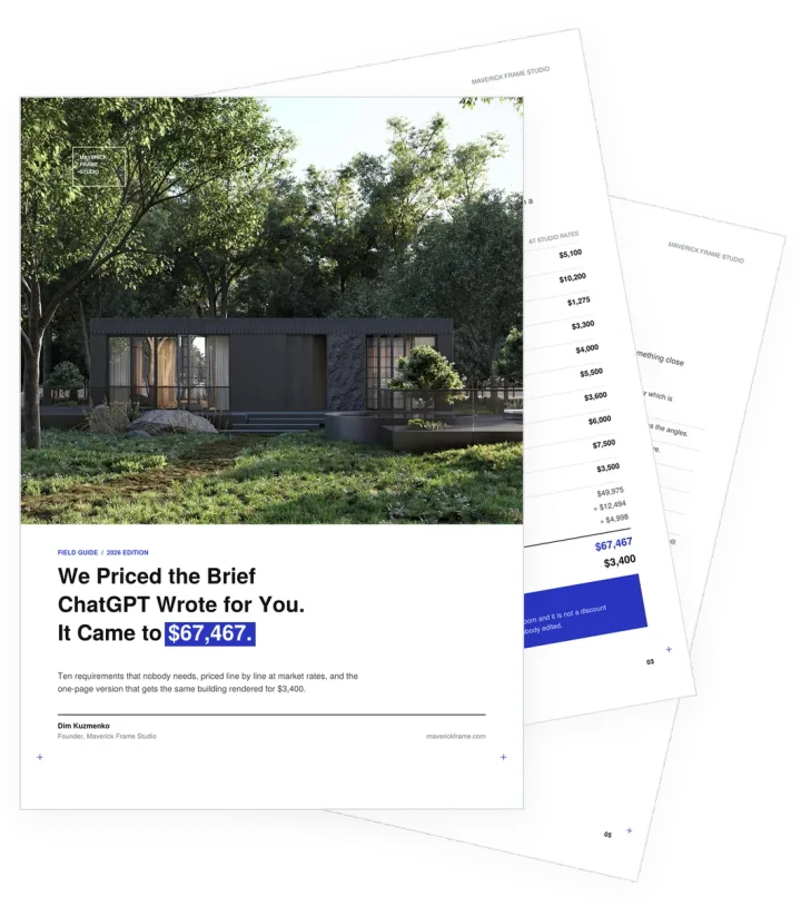Cover of the guide on AI-written rendering briefs