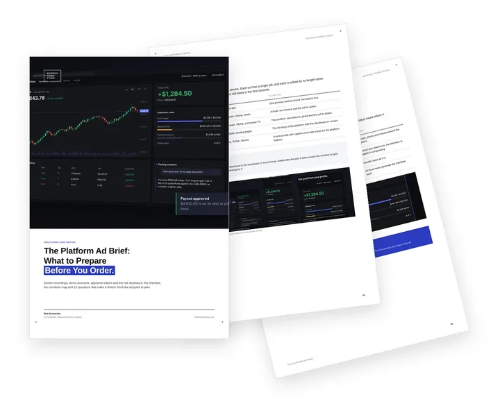 Cover of the guide on preparing a brief for a fintech platform YouTube ad