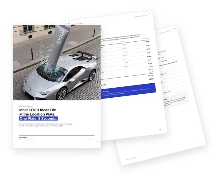 Cover of the guide on briefing a FOOH CGI spot
