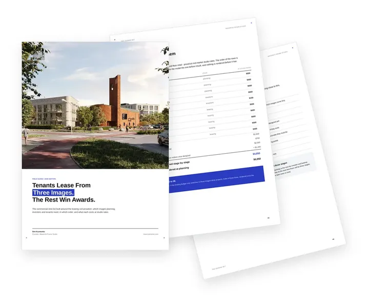 Cover of the guide on the commercial rendering shot list for leasing