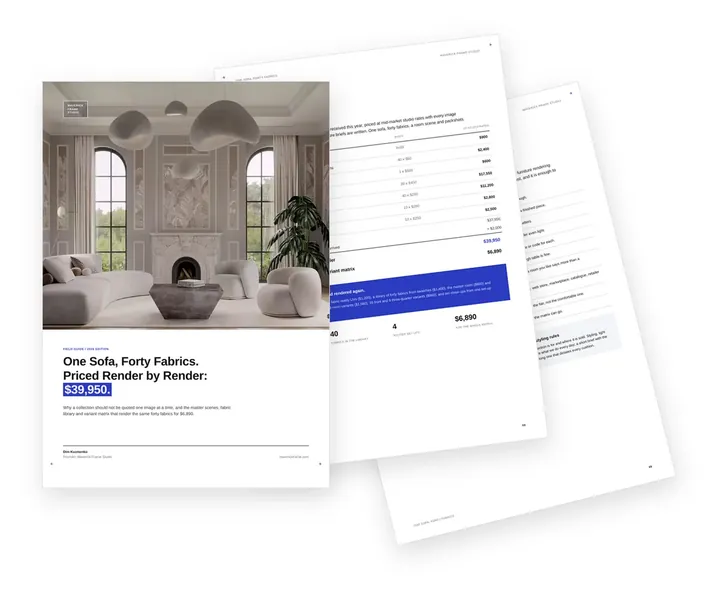 Cover of the guide on briefing a furniture collection for 3D rendering