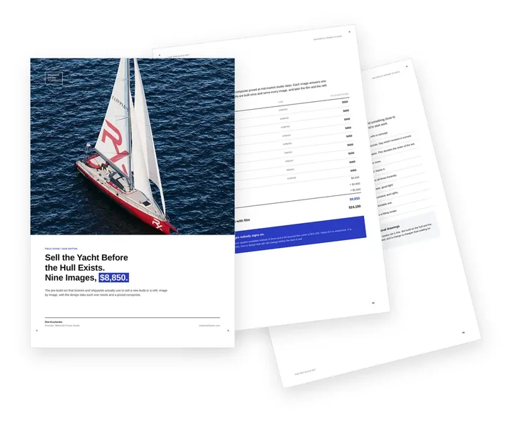 Cover of the guide on the pre-build yacht image set