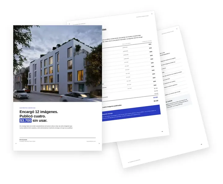 Portada de la guía para dimensionar un encargo de render arquitectónico