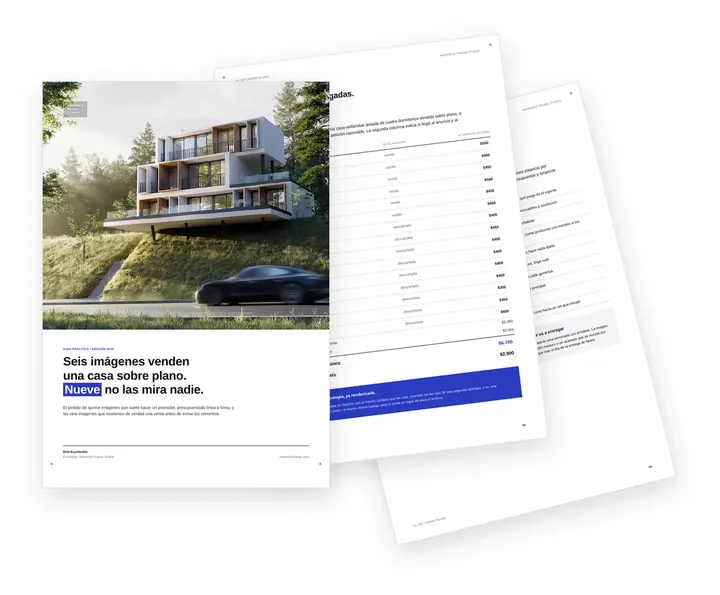 Portada de la guía sobre el set de imágenes que vende una casa sobre plano
