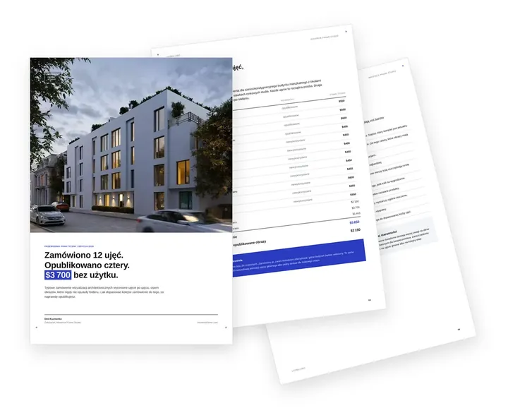 Okładka poradnika o planowaniu zamówienia wizualizacji architektonicznych