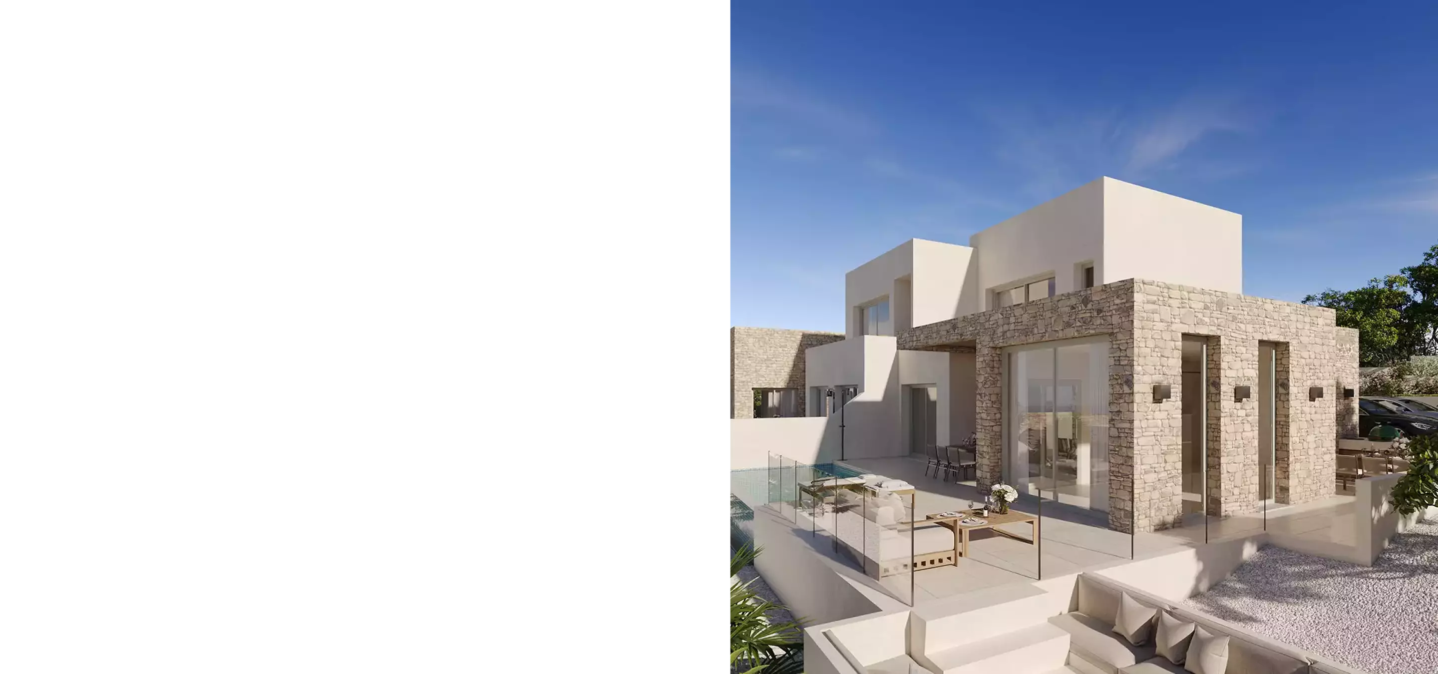 Modern villa with stone facade glass terrace and pool, 10 best architectural visualization studios