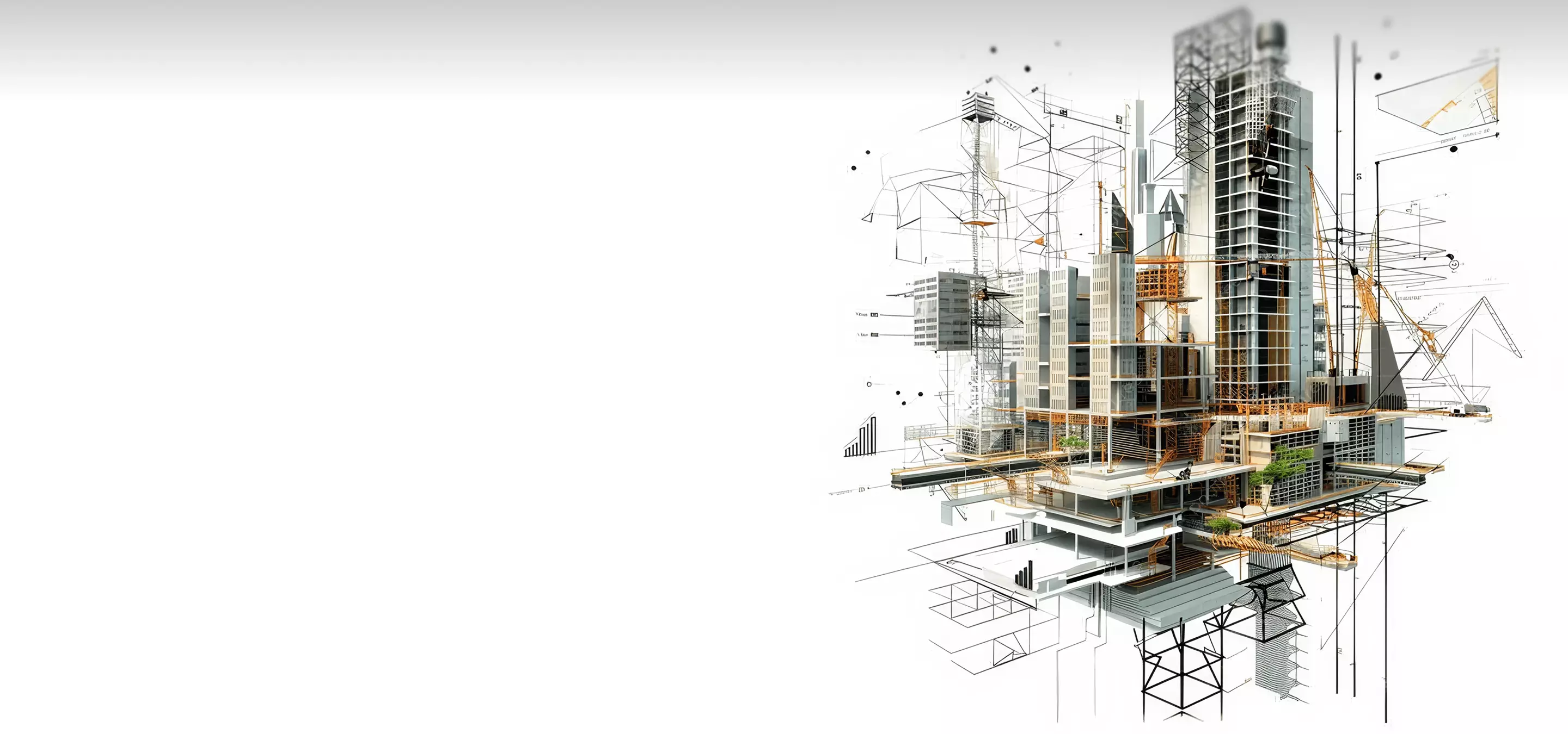 Detailed BIM city model with construction layers and structures, Integration of 3D rendering and BIM in modern construction