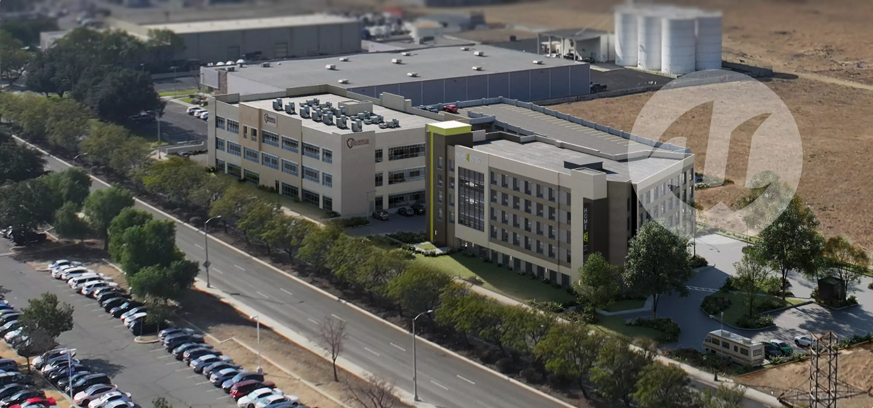Aerial view of office complex, Configuring Unreal Engine for architectural visualization environment