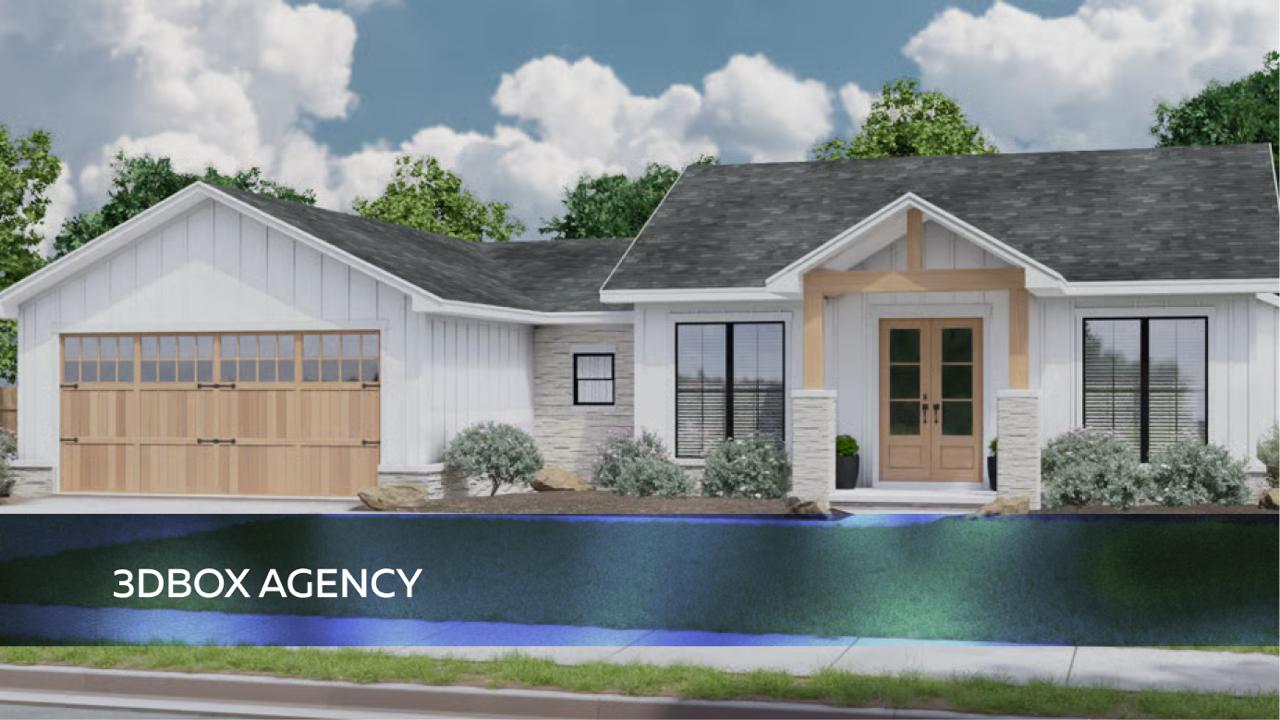 Residential architectural CGI by 3Dbox Agency, showcasing atmospheric 3D visualization