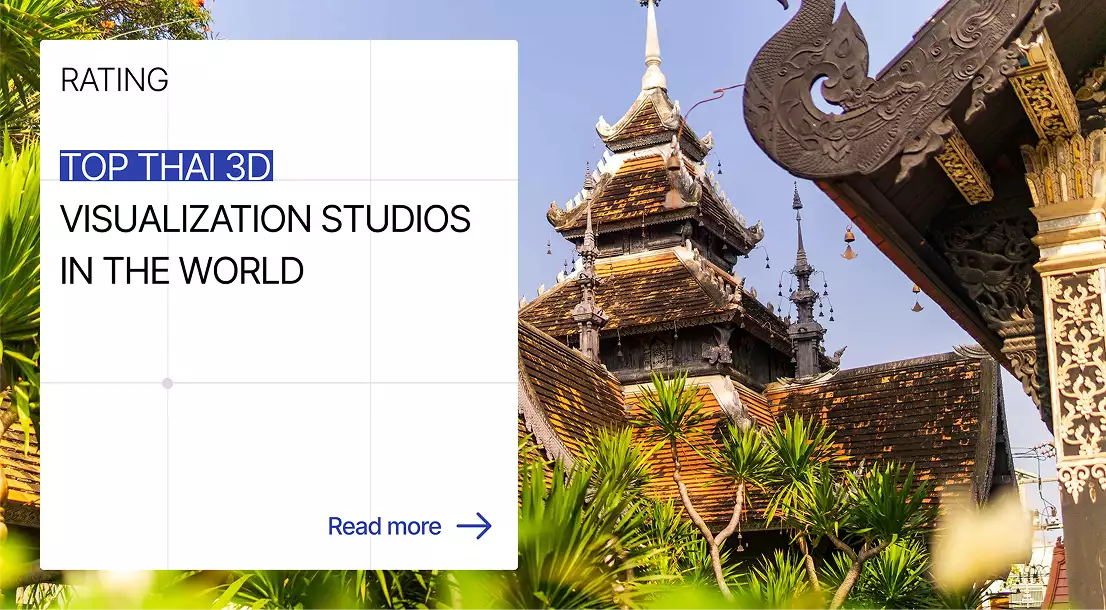 Traditional Thai temple architecture with ornate roof, top thai 3d visualization studios in the world