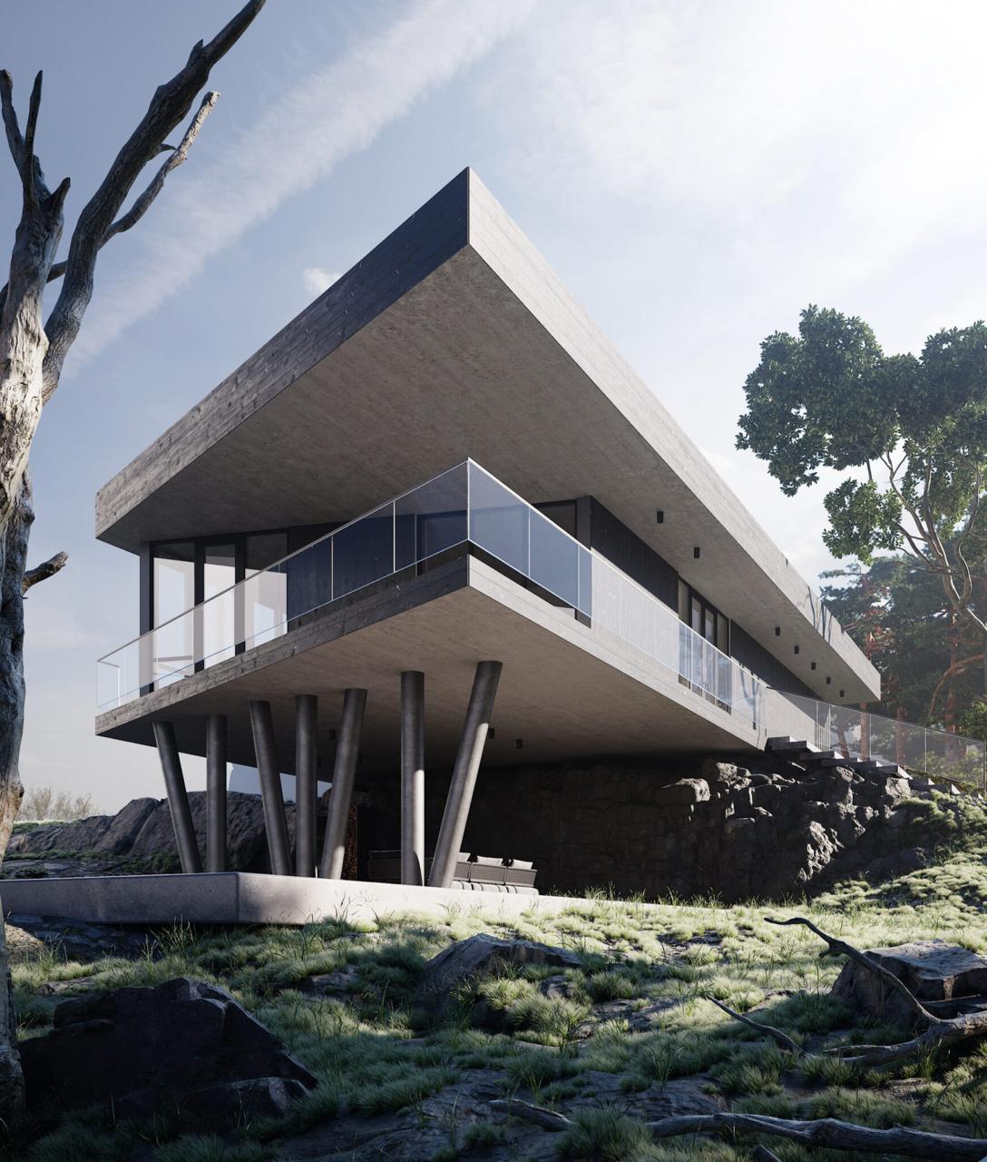 Modern villa rendered by best 3D rendering companies in London