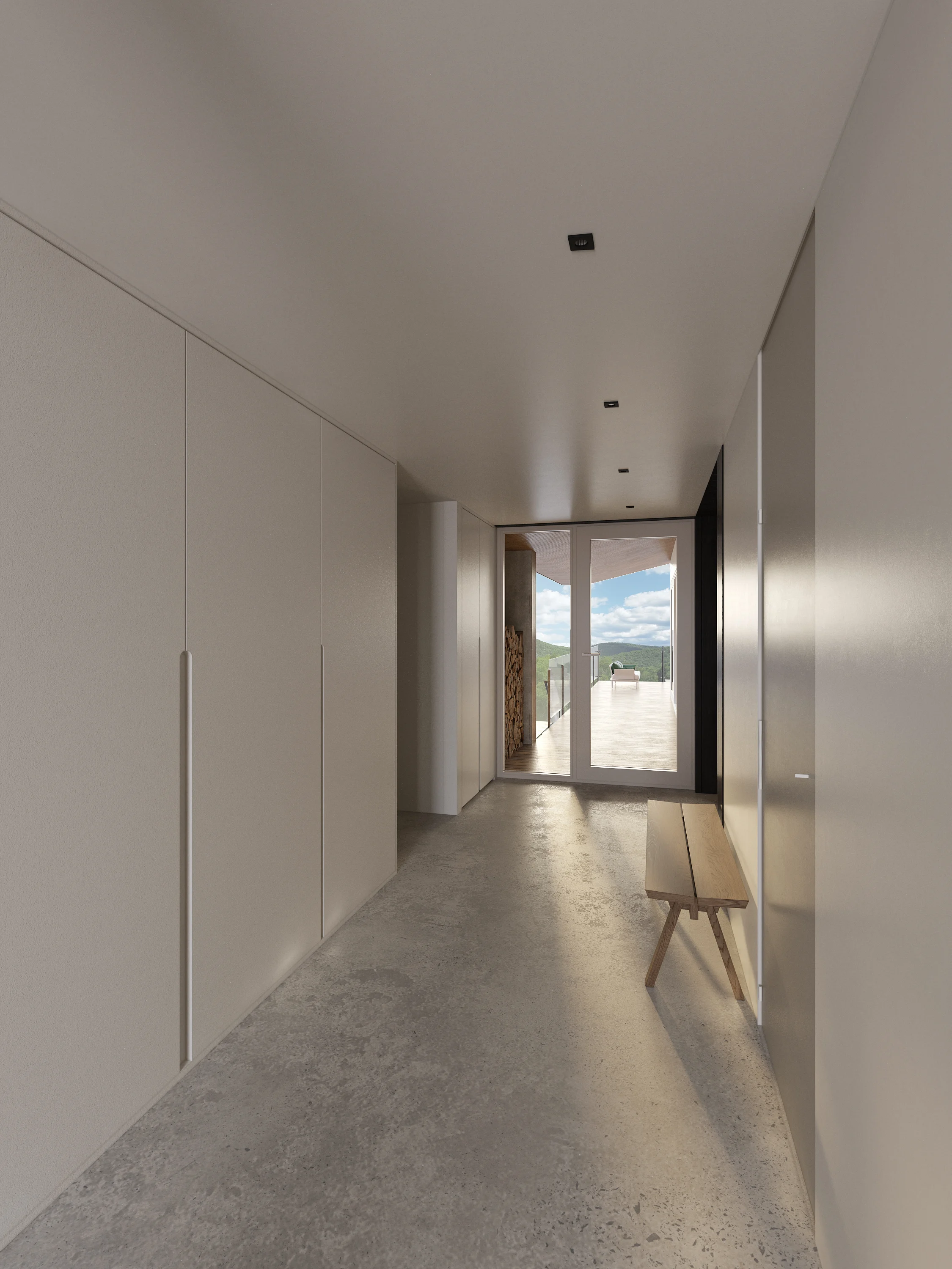 Open modern door visualized using CGI services and advanced 3D product visualization