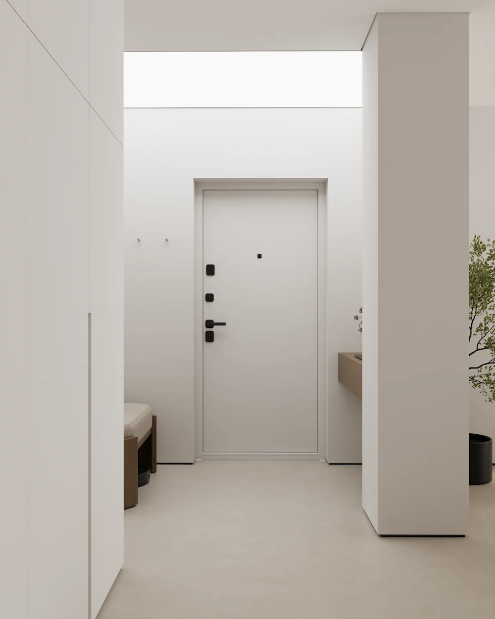 Minimalist interior scene showcasing door design created with CGI services and product visualization services