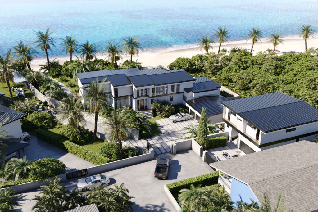 Luxury beachfront villas visualized through 3d rendering for real estate and real estate rendering services