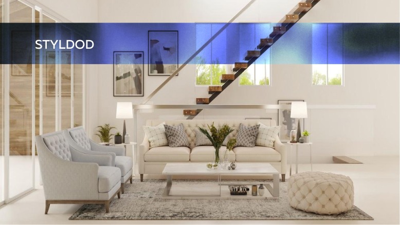 Bright living room virtual staging by Styldod, created by top 3D rendering companies offering the best 3D Rendering services