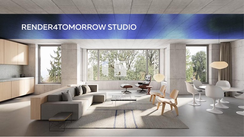 Bright minimalist living room visualization by Top Architectural 3D Rendering Companies delivering high-end 3D Rendering services