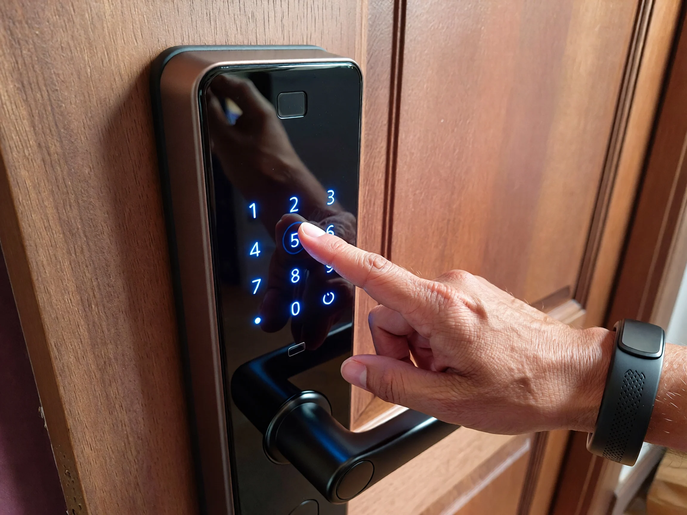Close-up of digital door lock created with CGI services and advanced product visualization services for door brands