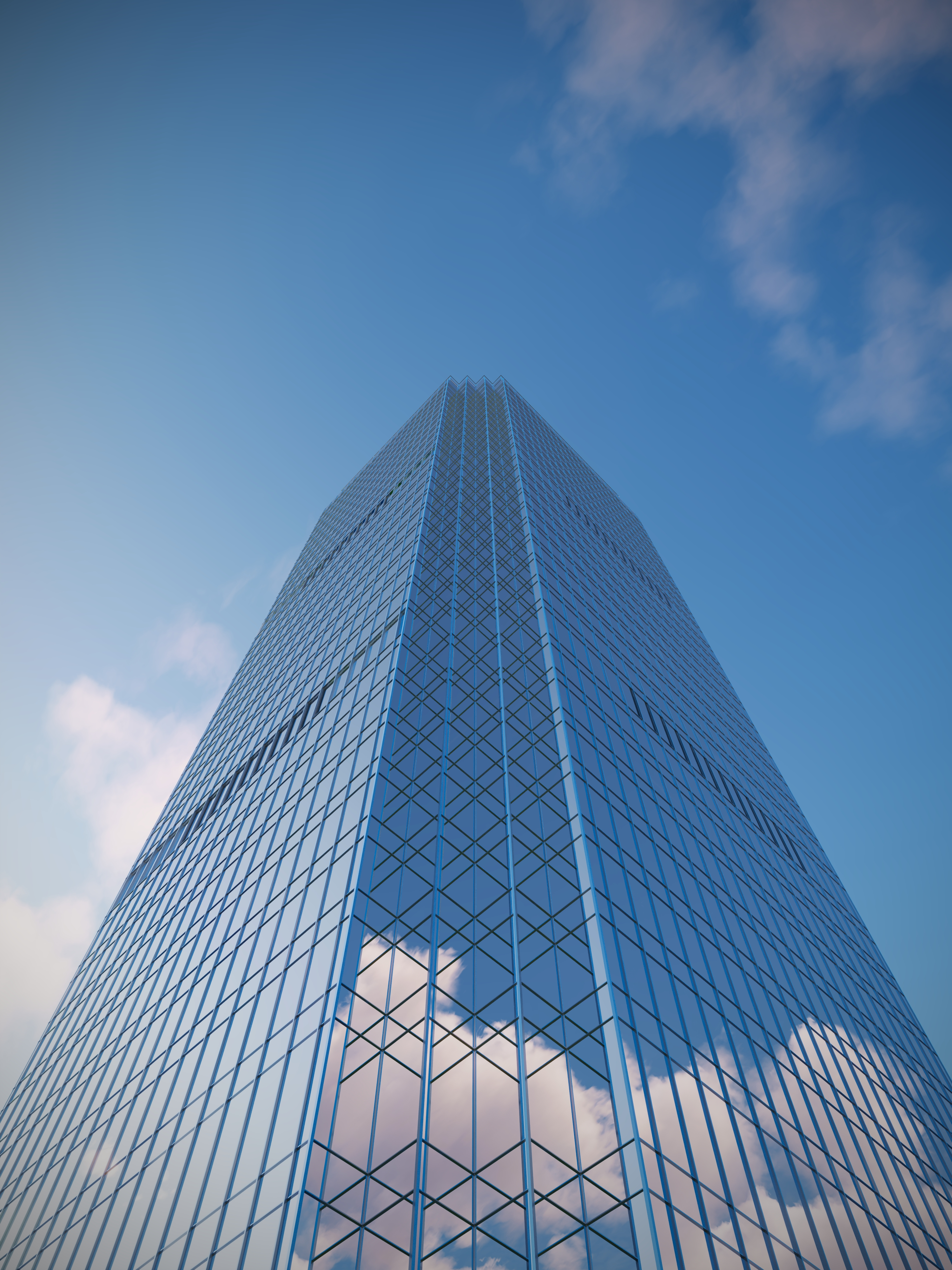 Modern skyscraper exterior created with real estate rendering services and 3D renders for real estate