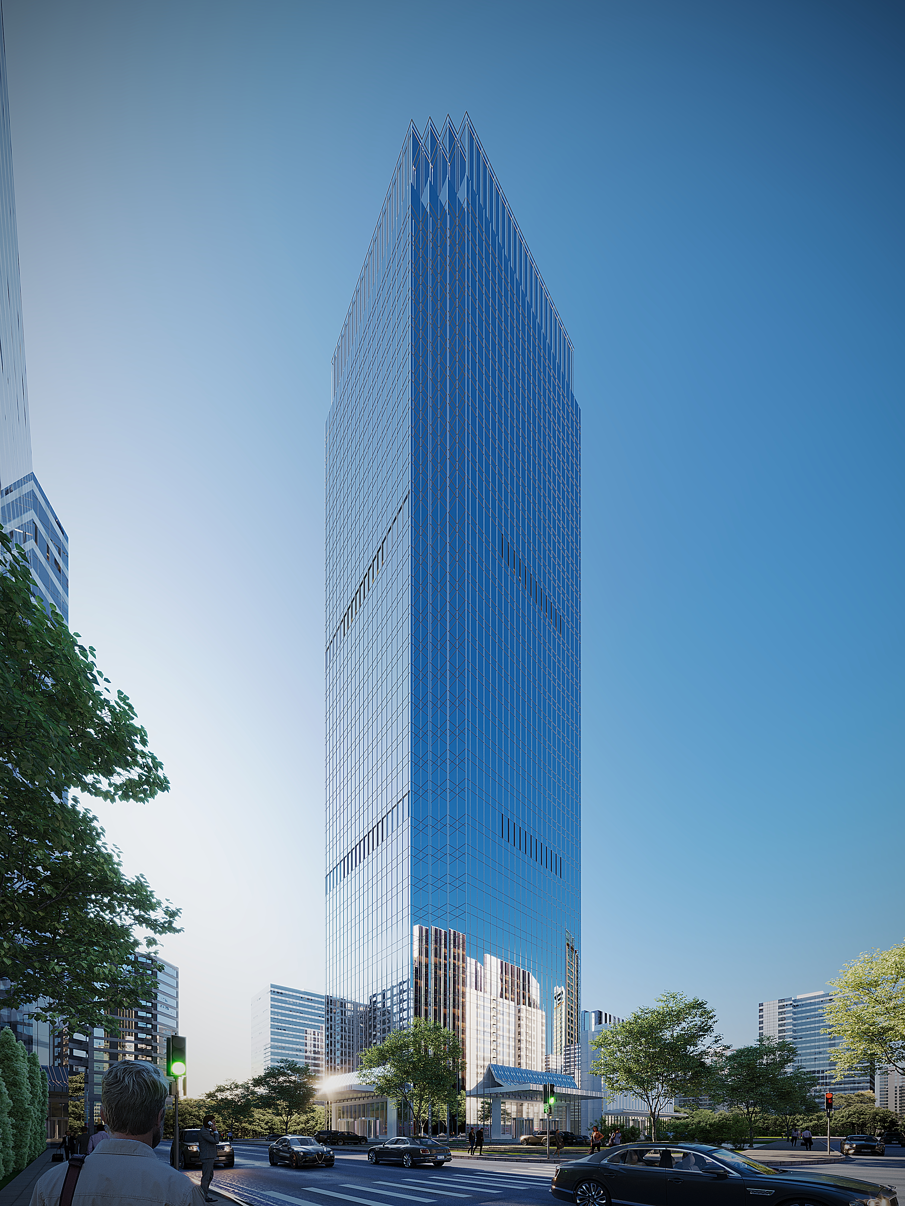Skyscraper facade created with 3D renders for real estate and real estate rendering services