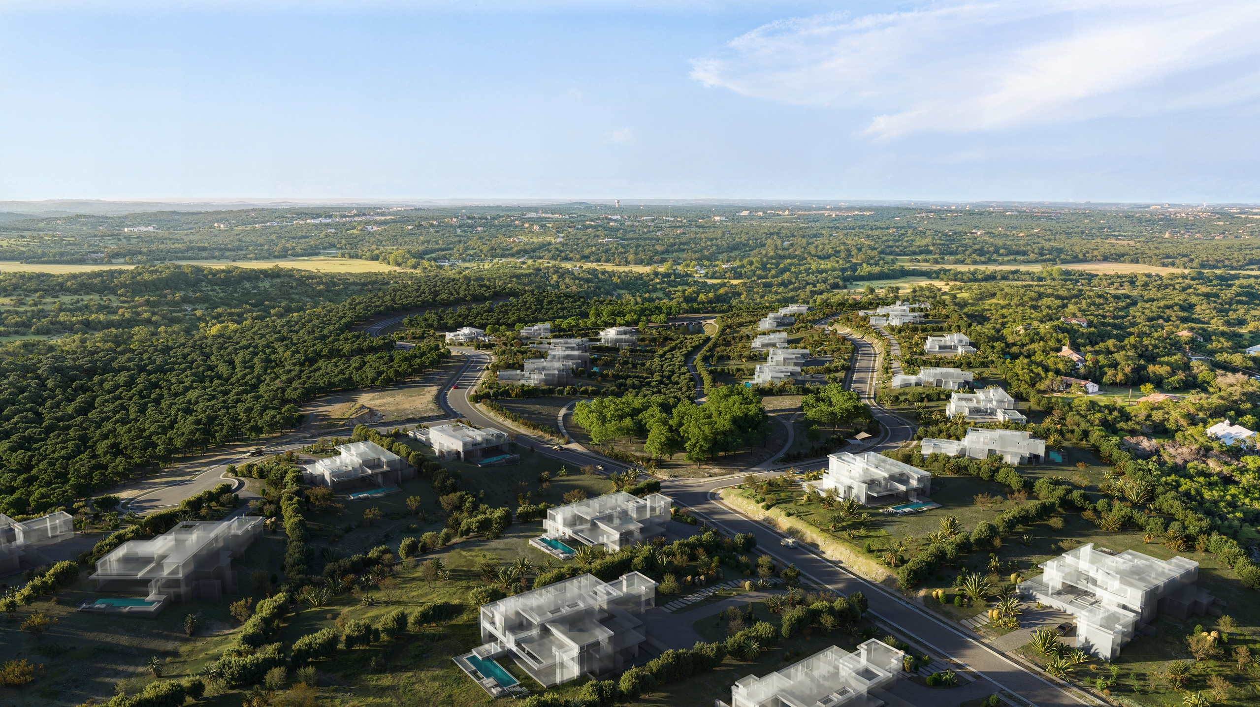 Coastal resort masterplan created using real estate rendering and 3D visualization for real estate