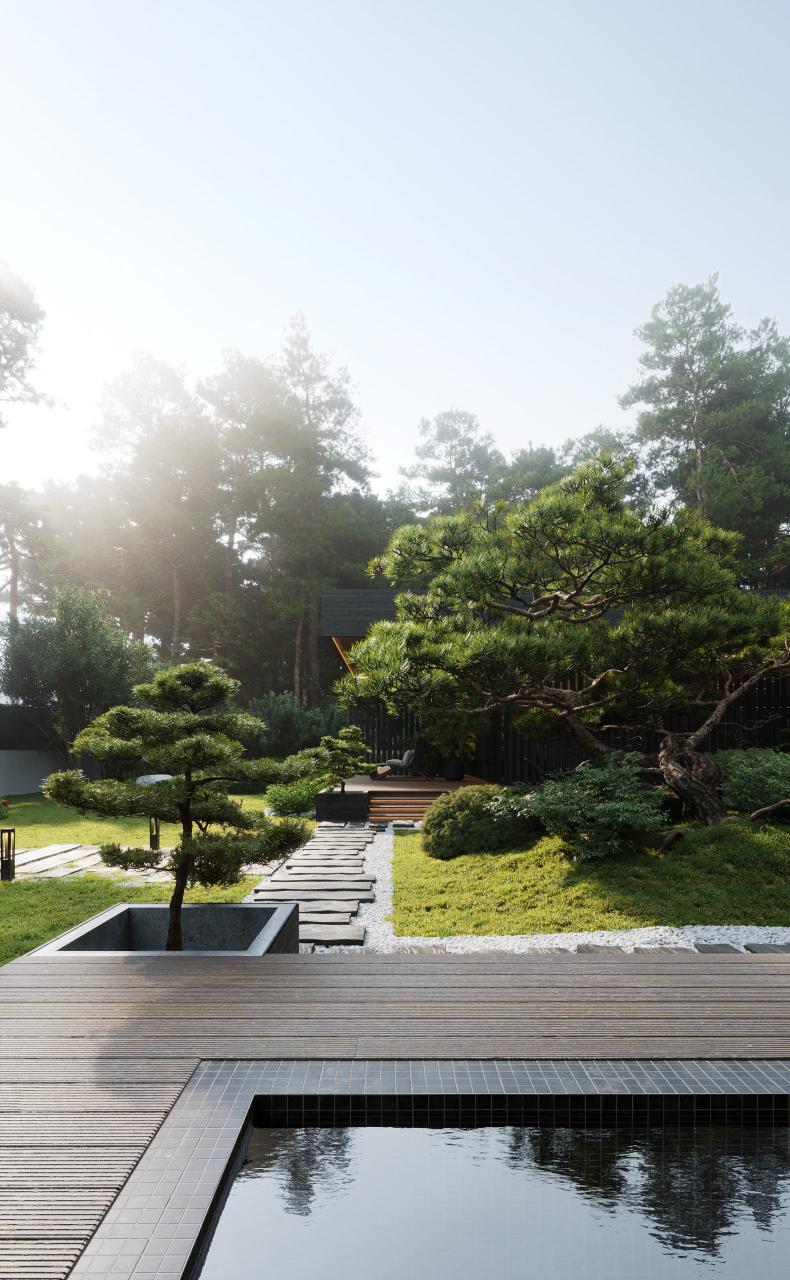 CGI for Real Estate Marketing: How 3D Visualization Drives Property Sales Landscape and pool scene created with architectural CGI and CGI in real estate marketing.