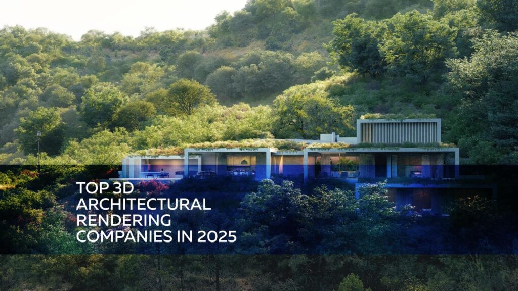 Modern hillside villa render showcasing work by Top 3D Architectural Rendering Companies and the best 3D rendering companies in 2025
