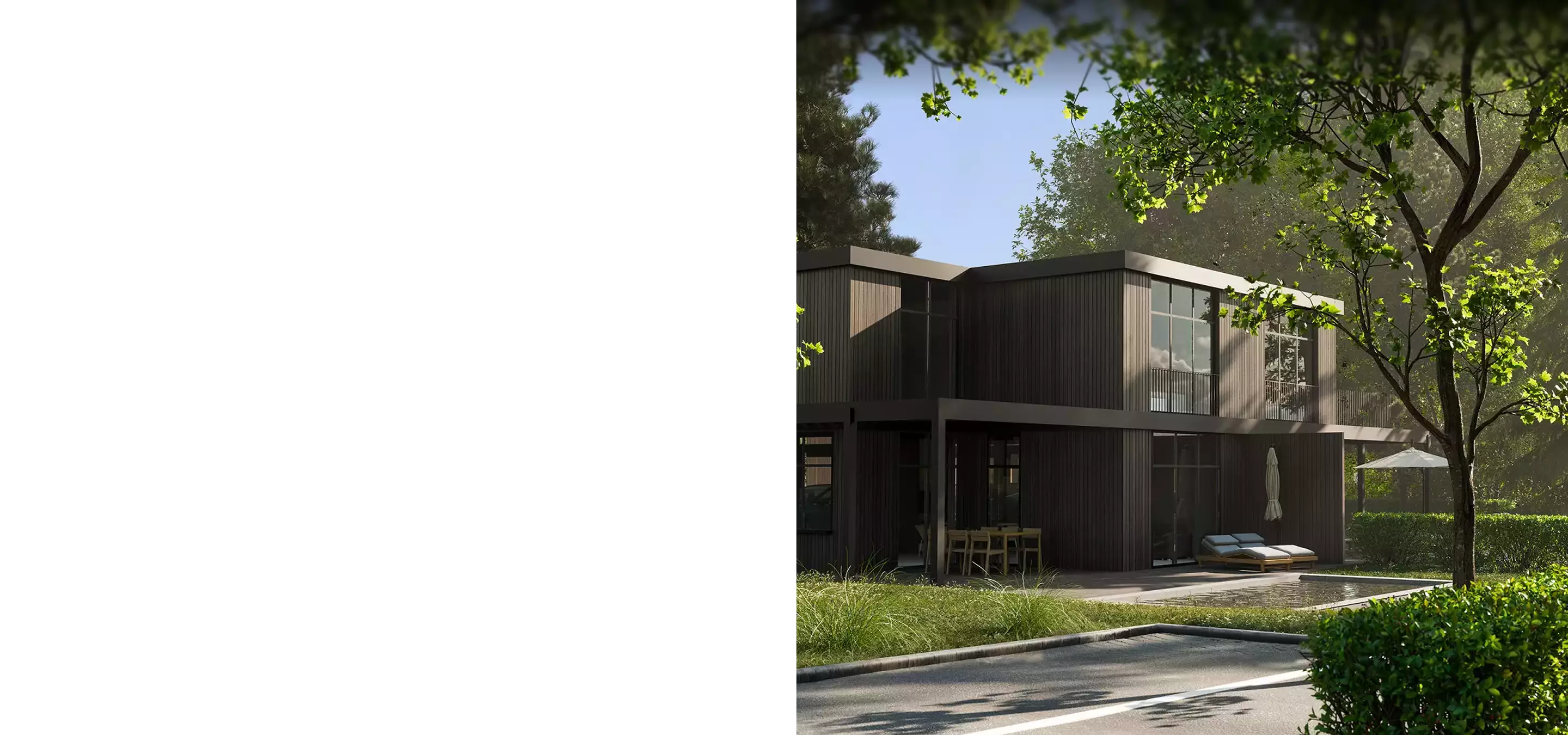 Best 3D Rendering Companies in London architectural visualization CGI real estate modern house surrounded by trees