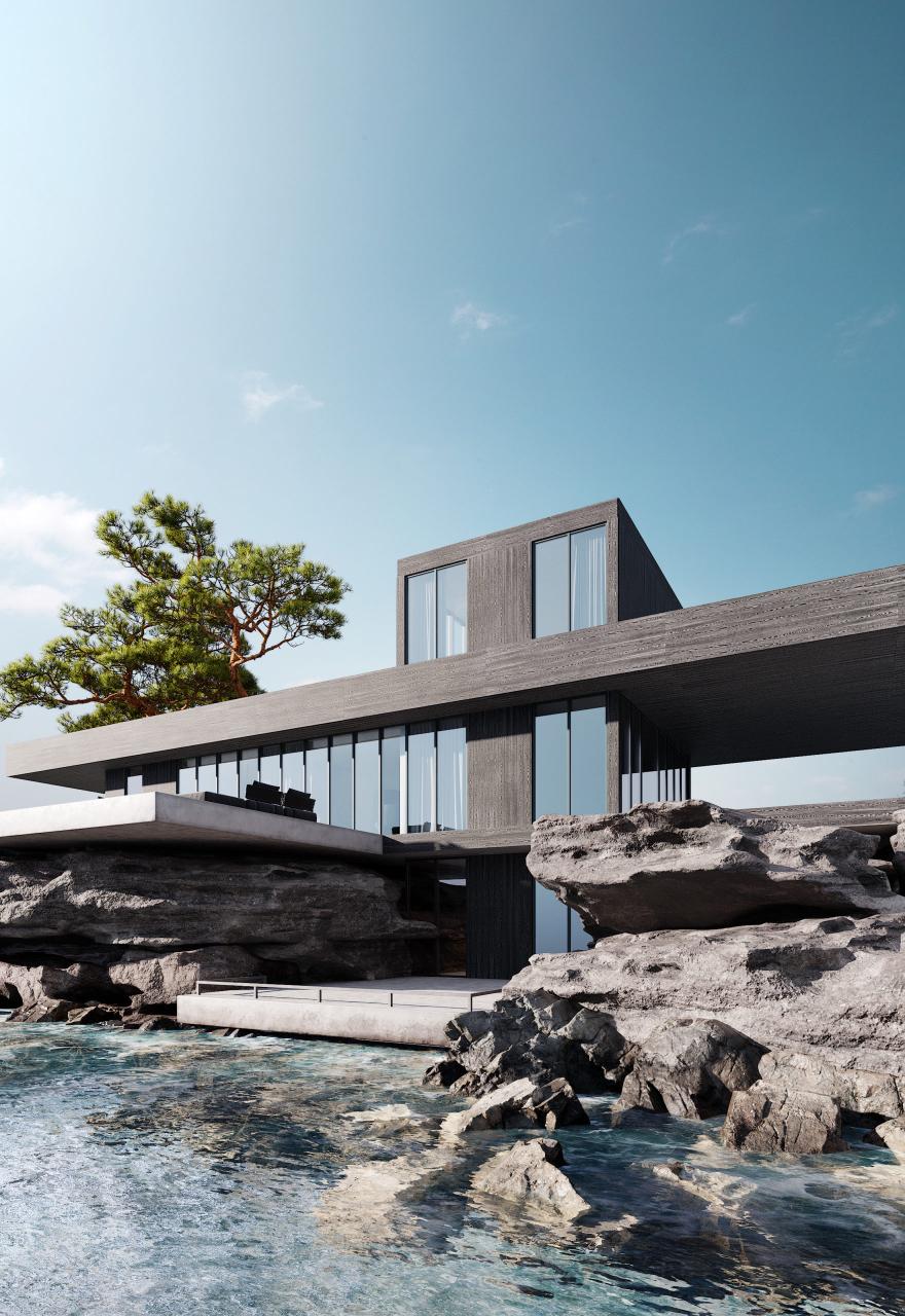Modern coastal house render by best architectural 3D rendering companies in the UK