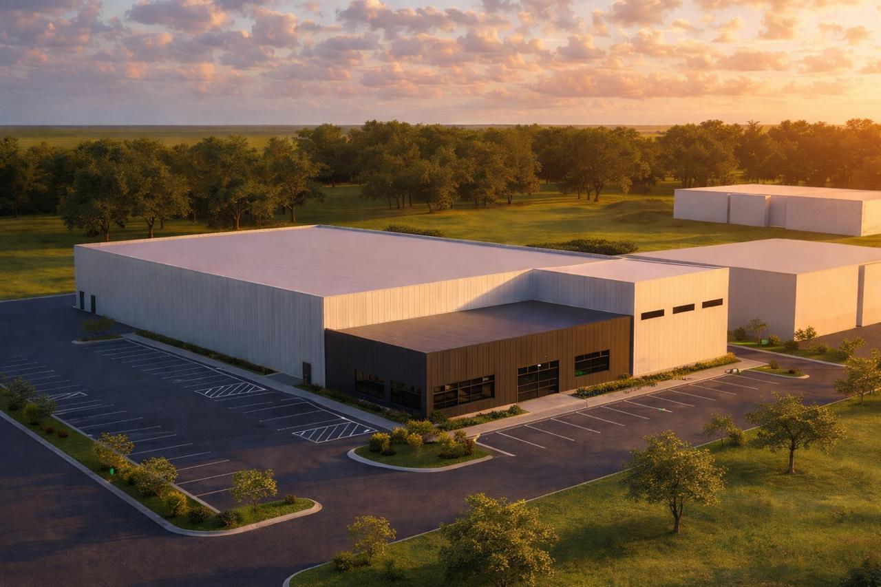 Warehouse complex visualization by 3D rendering companies in the UK for real estate developers