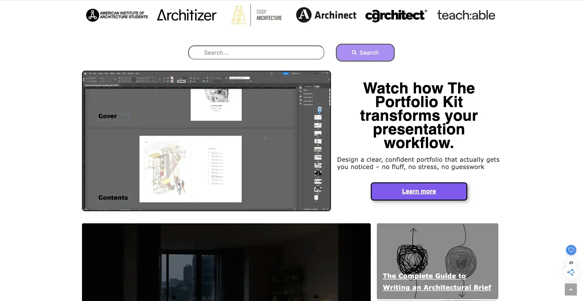 Archisoup website with portfolio building and CAD software tutorials