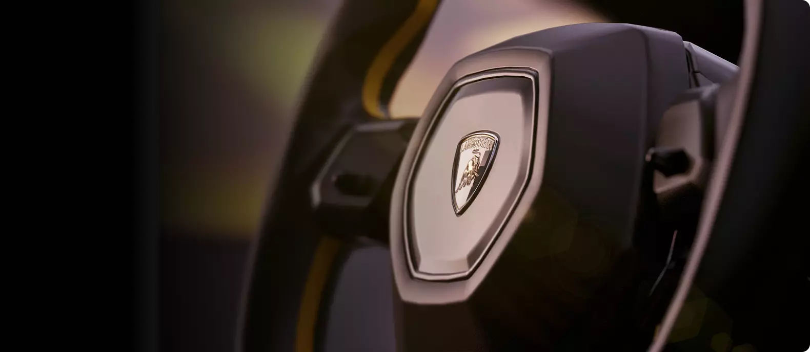 Luxury Car Steering Wheel Interior Detail With Premium Lighting