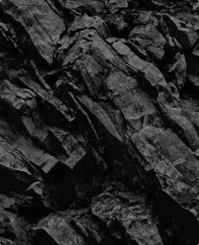 Electronic product modeling animation with dark jagged rock texture in close-up