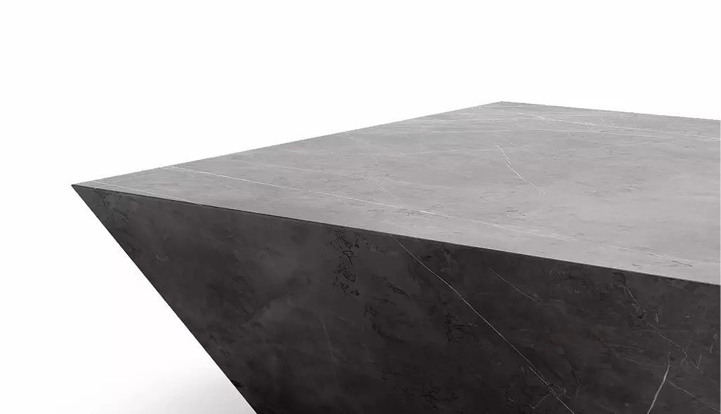 furniture renders dark stone geometric coffee table corner isolated on light background