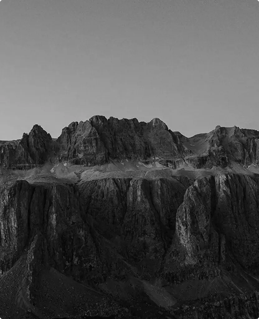 Black and white mountain landscape used as atmospheric product design background