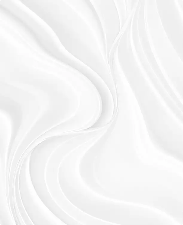 Office building design rendering with flowing white abstract waves on a clean background