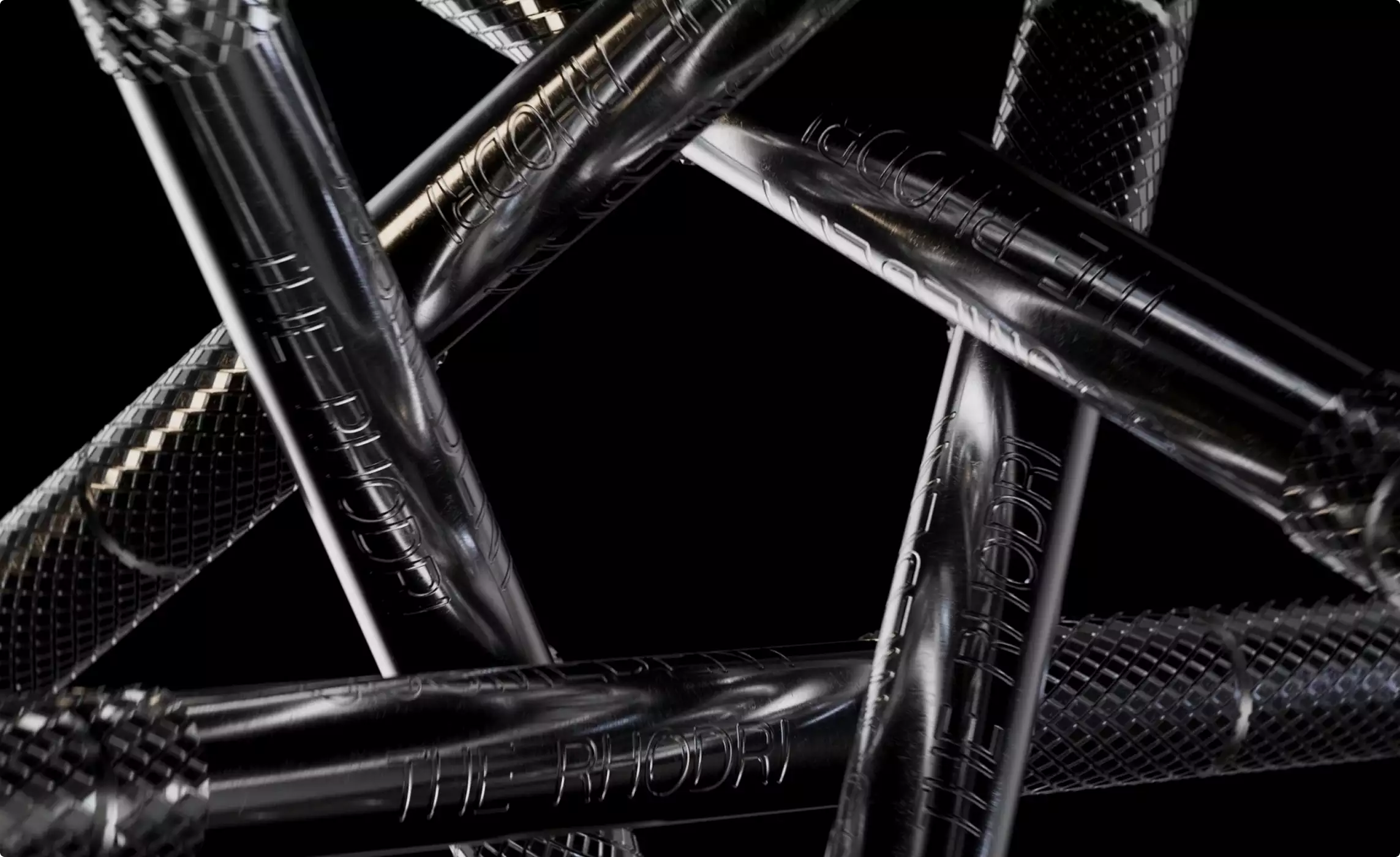 Dental implant screws in 3d medical animation video on black background with reflective metal surfaces