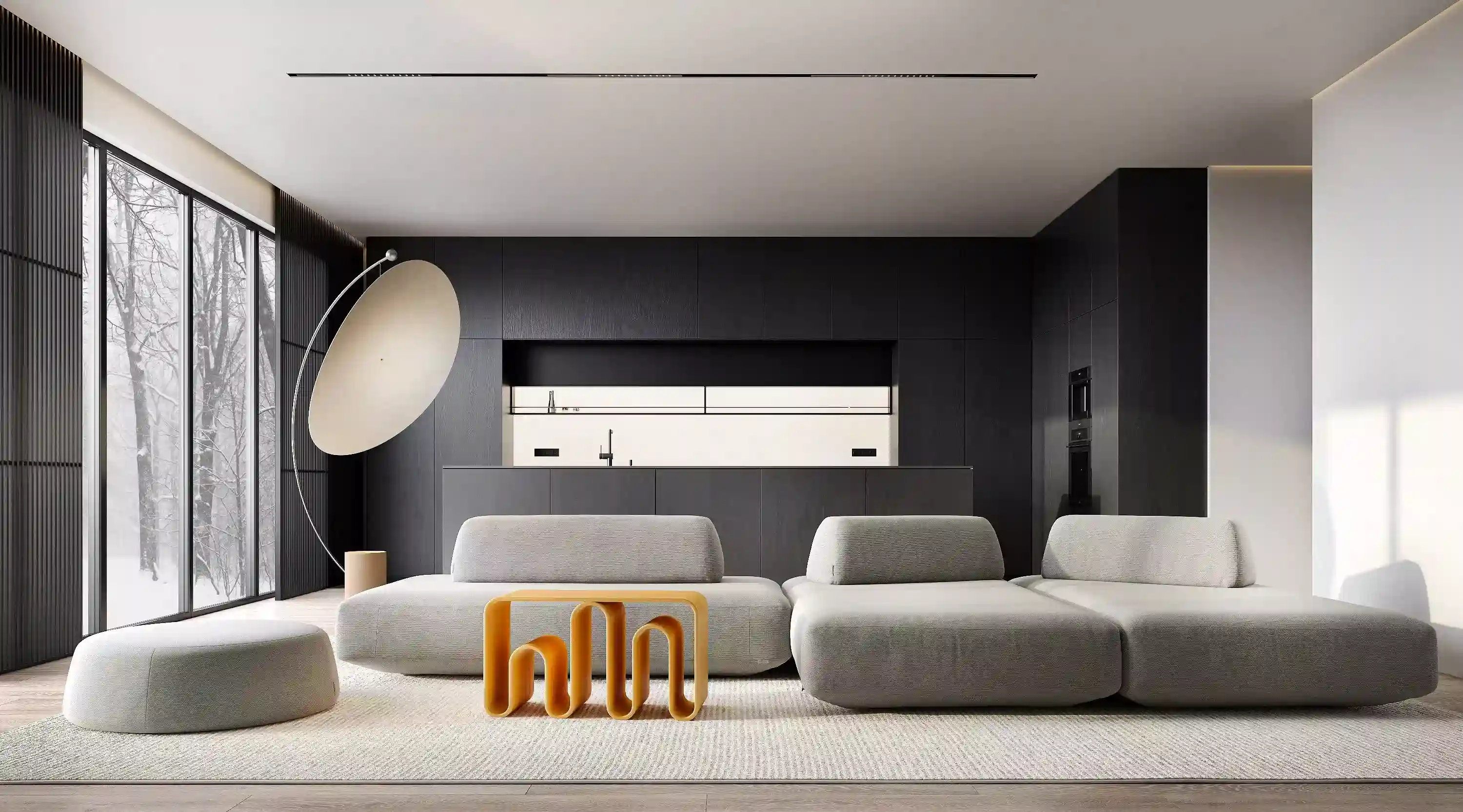 modern virtual staging living room interior with designer furniture example