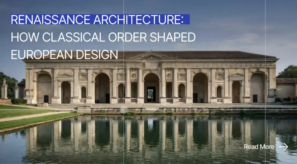 Renaissance architecture facade reflected in water