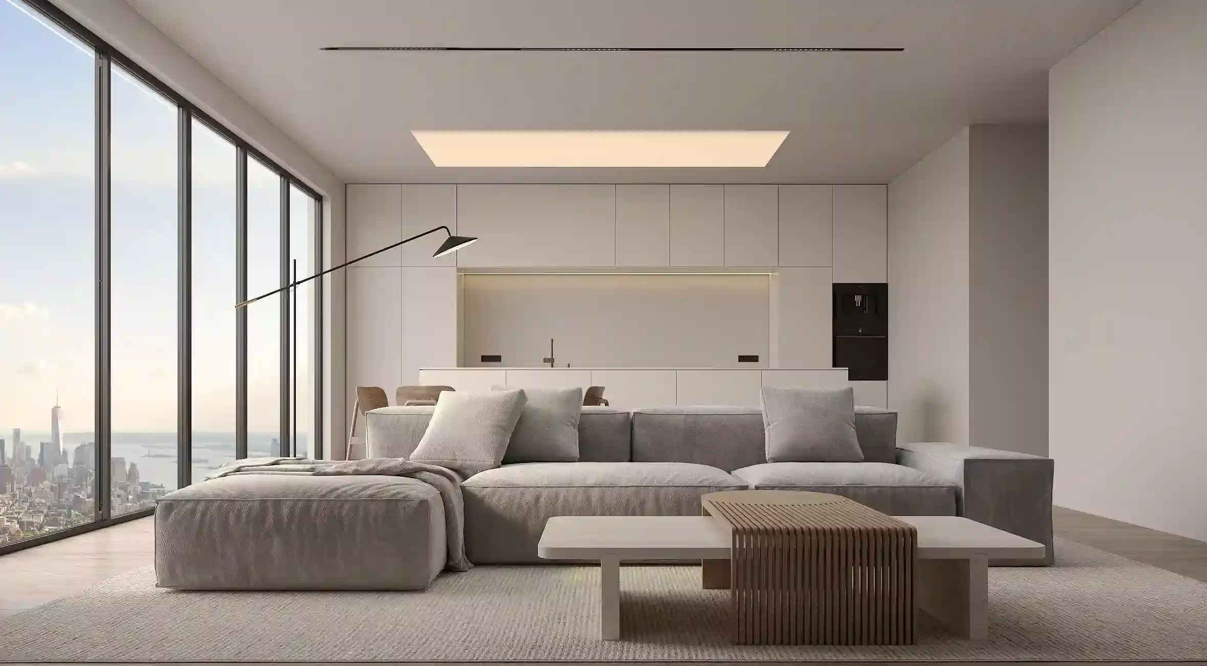 virtual staging living room and kitchen for real estate listing photo