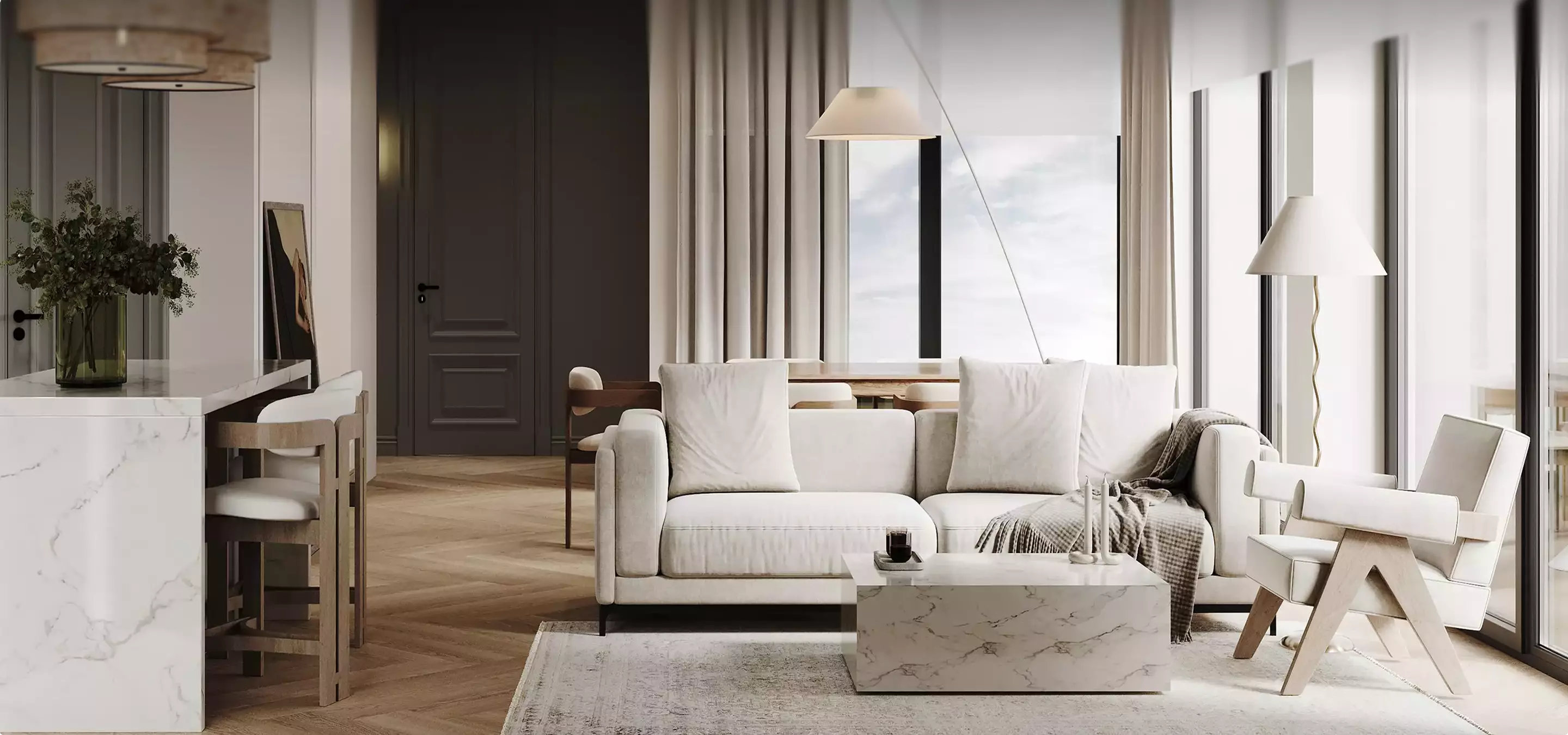 virtual staging living room interior for real estate listing photo example