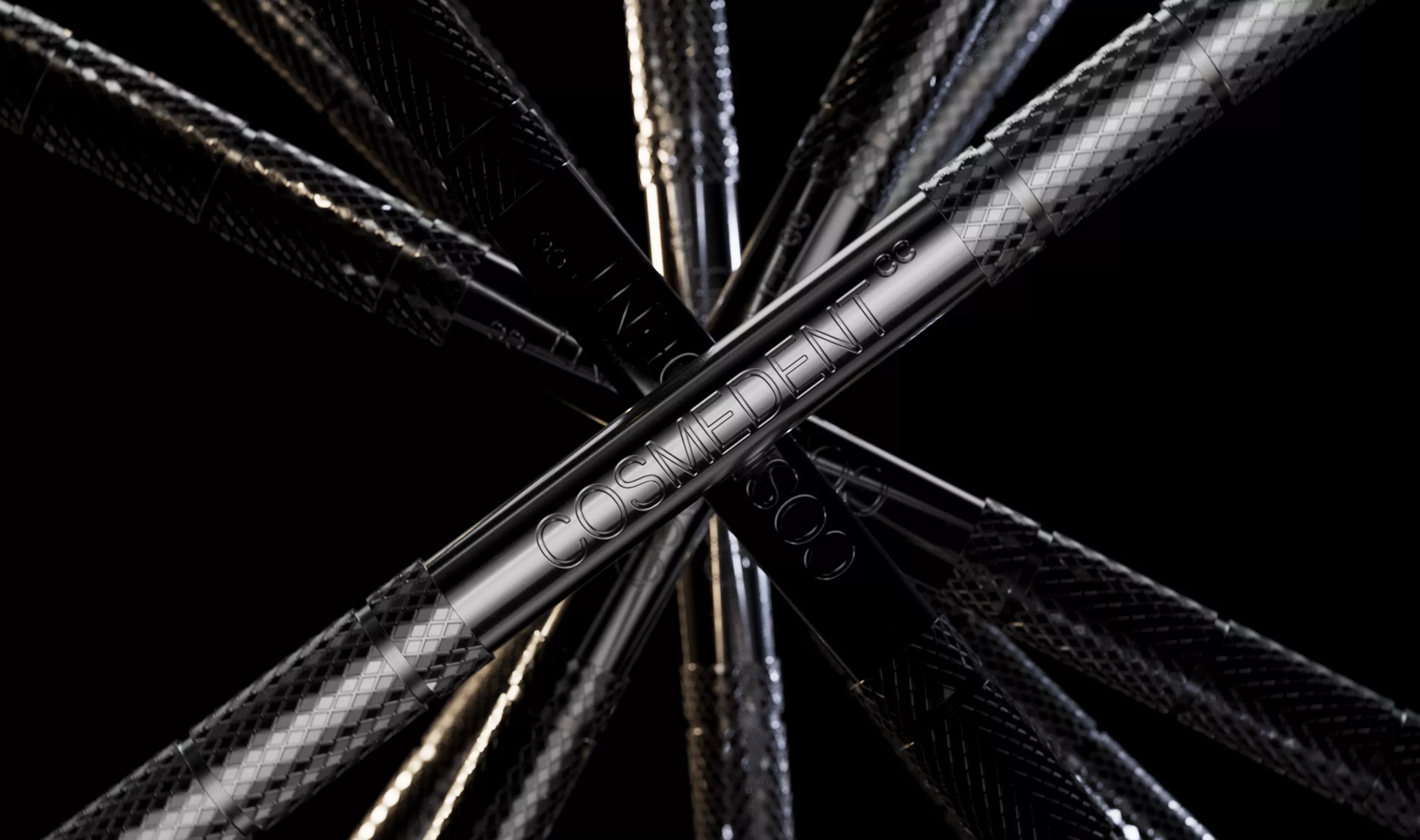 Animation For Dental Innovation showing cosmetic dental instrument handles in reflective black finish