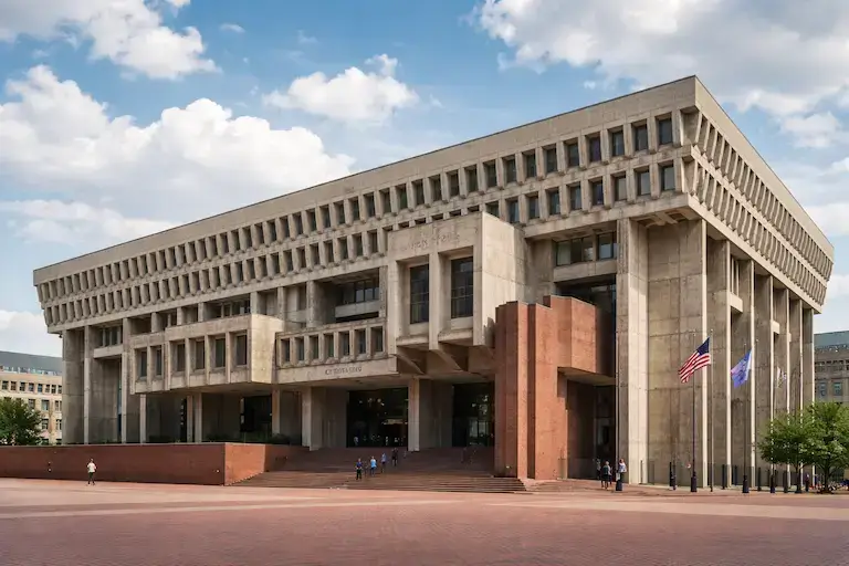 Boston City Hall as one of the best known brutalist buildings in the United States