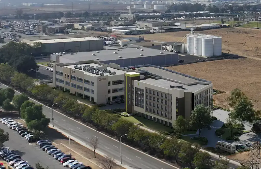 Exterior rendering services for a hotel and office complex in an industrial district