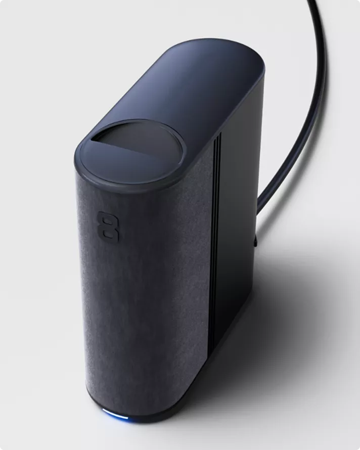 Black vertical device with cable Product modeling minimal tech hardware