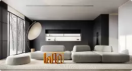 Modern living room with sofa Product modeling interior design setup