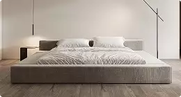 Modern bed in minimal room Product modeling interior furniture scene